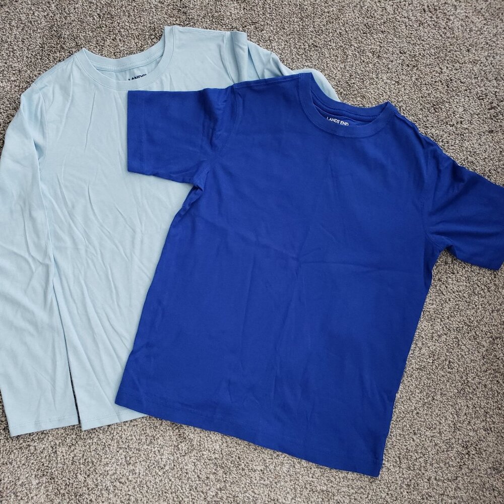 2 Lands End Boys Shirts Size Medium (10-12)